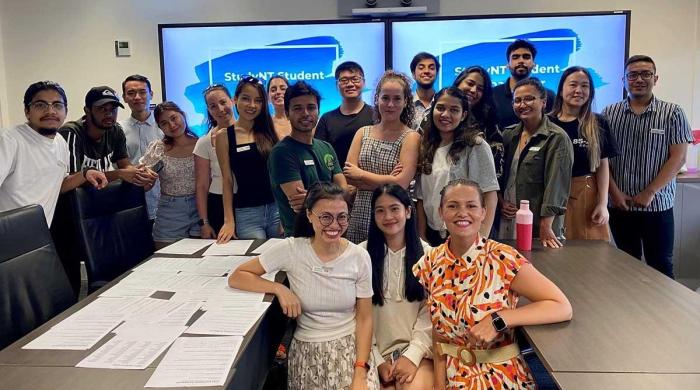 Group of students with Amy Heatherington